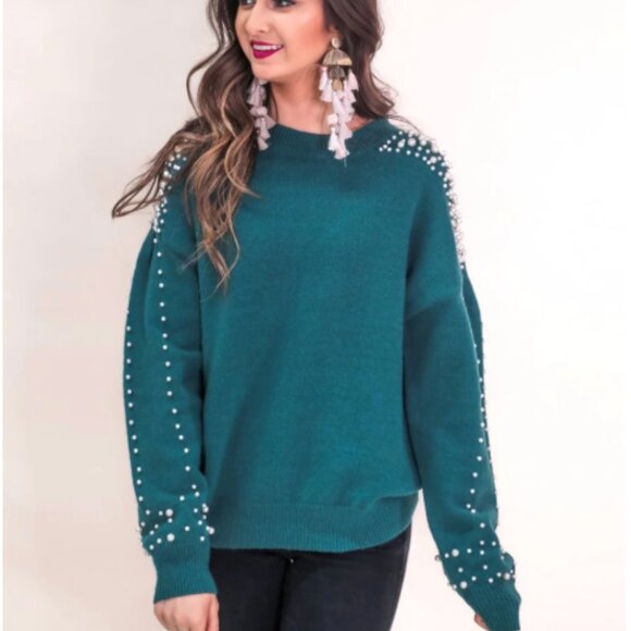 Demi Pearl Sweater 143 Story by Line Up Green Size Small - Picture 6 of 6
